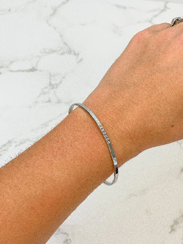Flash Sale On Stunning Jewelry – Don't Miss Out 'You Are Enough' Silver Sentiment Bracelet - White Flash Sale On Stunning Jewelry – Don't Miss Out 'You Are Enough' Silver Sentiment Bracelet - White