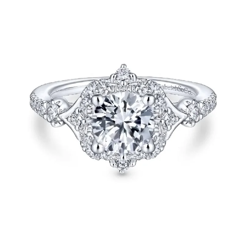 Limited-Time Offer On Elegant Jewelry Pieces 14K White Gold Diamond Four Point Diamond Halo Semi Mount Engagement Ring Limited-Time Offer On Elegant Jewelry Pieces 14K White Gold Diamond Four Point Diamond Halo Semi Mount Engagement Ring