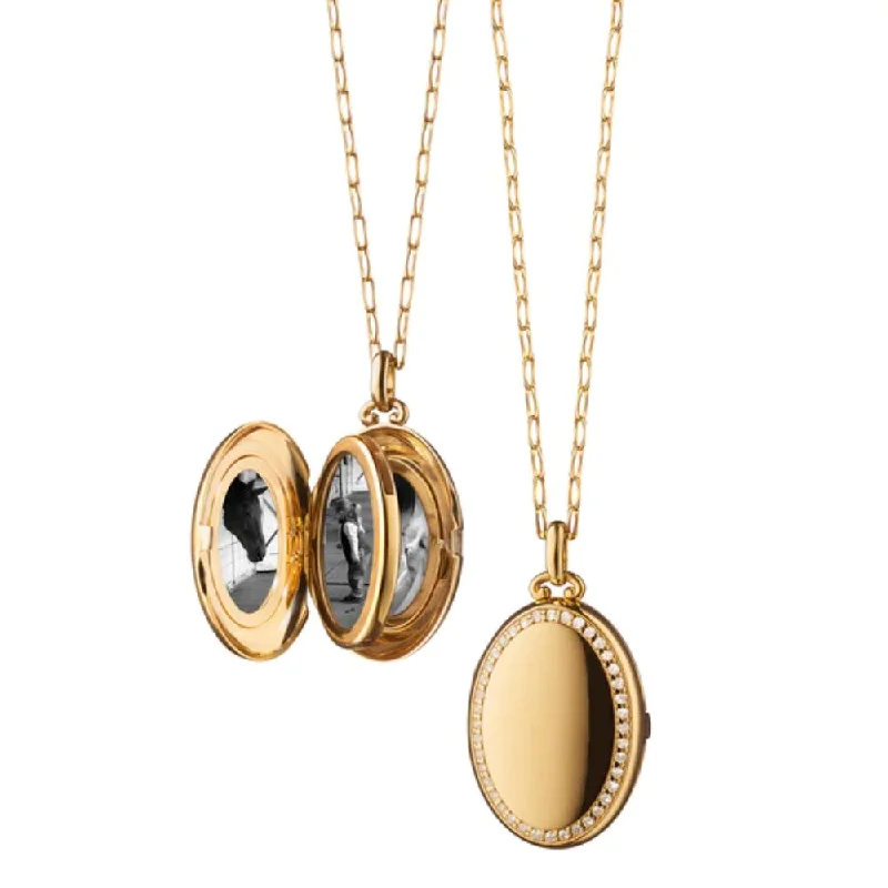 The Perfect Jewelry Piece At The Perfect Discount Monica Rich Kosann 18K Yellow Gold The Four Image "Midi" Diamond Border Locket The Perfect Jewelry Piece At The Perfect Discount Monica Rich Kosann 18K Yellow Gold The Four Image "Midi" Diamond Border Locket