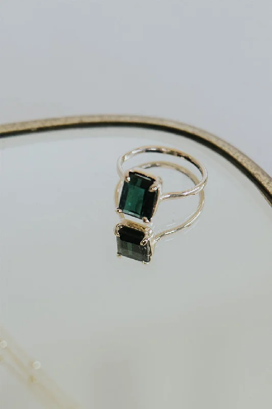 Handmade Pearl Jewelry For Timeless Elegance Dark Green Tourmaline Ring - 14k Yellow Gold Handmade Pearl Jewelry For Timeless Elegance Dark Green Tourmaline Ring - 14k Yellow Gold