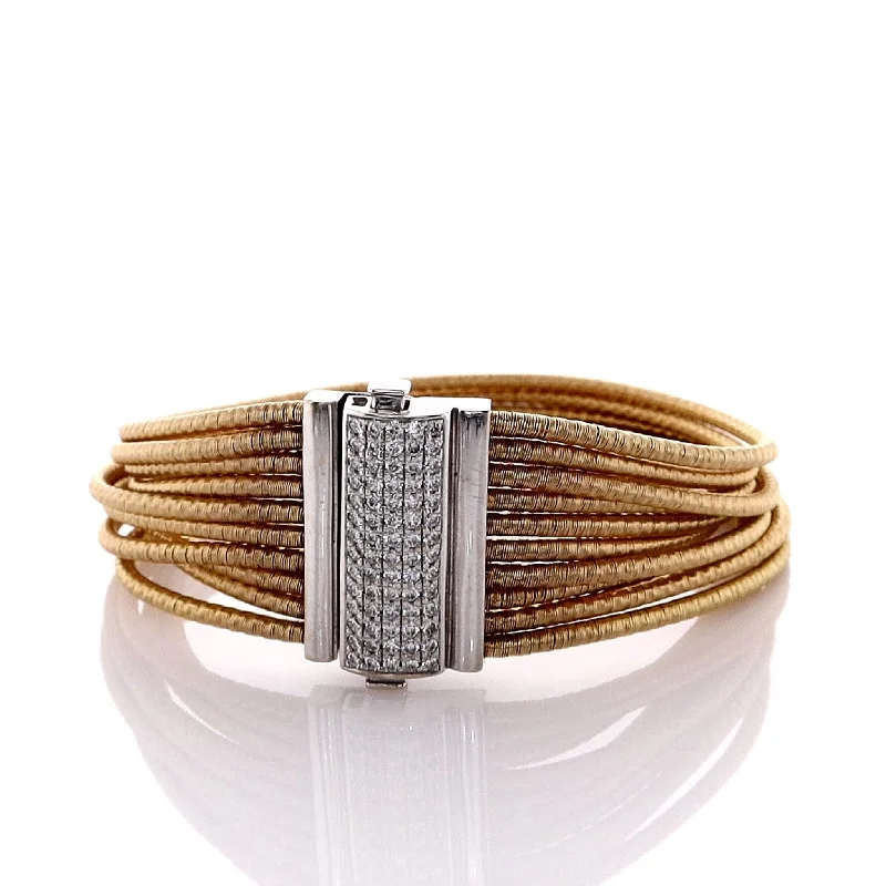 Dazzle In Elegance With Our Biggest Jewelry Sale Estate 14 Karat Yellow Gold Multi-Strand Cable Coil Diamond Bracelet Dazzle In Elegance With Our Biggest Jewelry Sale Estate 14 Karat Yellow Gold Multi-Strand Cable Coil Diamond Bracelet