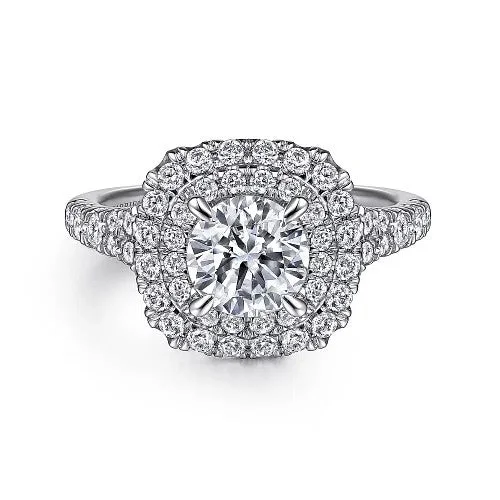 Luxury Jewelry At Unbeatable Discounts Lexie - 14k White Gold Cushion Double Halo Round Diamond Engagement Ring Luxury Jewelry At Unbeatable Discounts Lexie - 14k White Gold Cushion Double Halo Round Diamond Engagement Ring