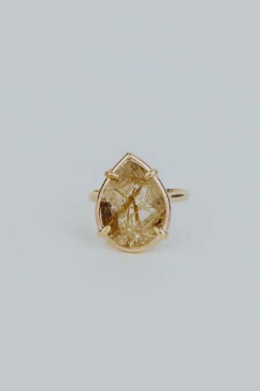 Premium Jewelry, Premium Discounts – Act Fast Prong Set Gemstone Ring - Rutilated Quartz Premium Jewelry, Premium Discounts – Act Fast Prong Set Gemstone Ring - Rutilated Quartz