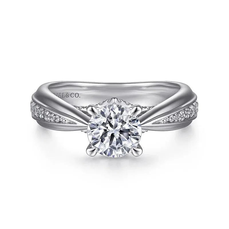 Celebrate With Sparkle – Jewelry Sale Now Live Raiza - 14K White Gold Wide Band Round Diamond Engagement Ring (Setting Only) Celebrate With Sparkle – Jewelry Sale Now Live Raiza - 14K White Gold Wide Band Round Diamond Engagement Ring (Setting Only)