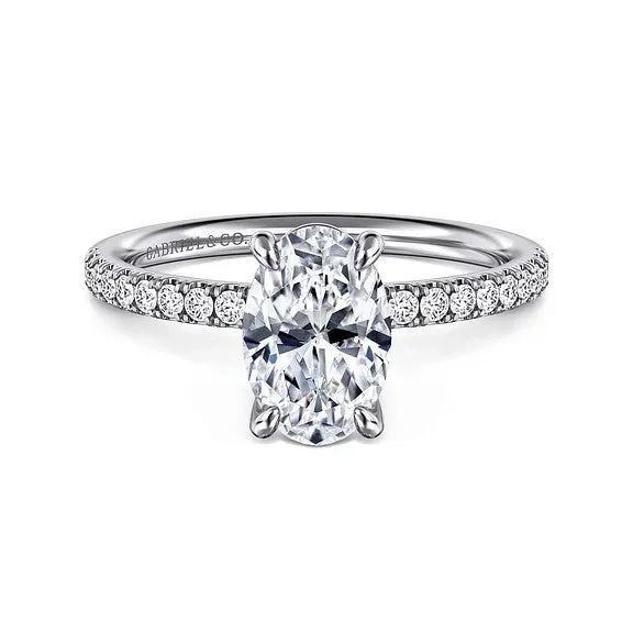 Trendy Minimalist Jewelry For Everyday Wear Twain - 14K White Gold Oval Diamond Engagement Ring (Setting Only) Trendy Minimalist Jewelry For Everyday Wear Twain - 14K White Gold Oval Diamond Engagement Ring (Setting Only)